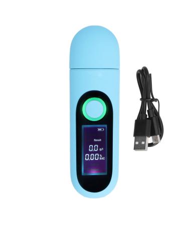Digital Alcohol Tester Breathalyzer  Breath Alcohol Tester LCD 3 Color Display USB Charging Blowing Contactless Testing Alcohol Breathalyze(Blue)