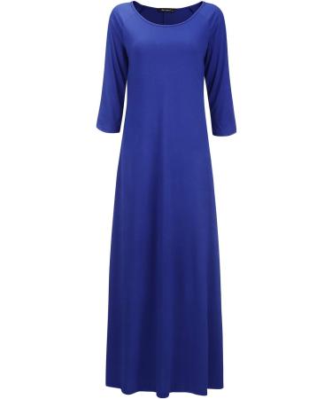 Jacansi Women's Boat Neck Maxi Dress 3XL Blue - 3/4 Sleeve with Pockets | Casual Chic Style - Buy Online on GoSupps.com