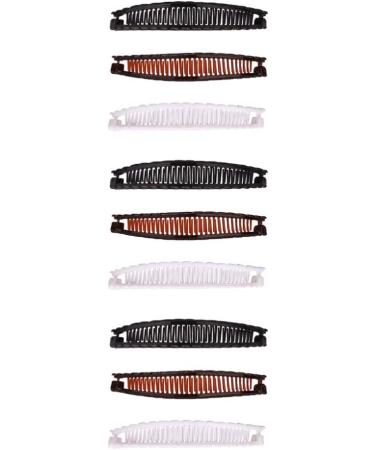 Lurrose 9 pcs Banana Clip Thick Hair Banana Ponytail Holder Clincher Comb for Women Headdress Hair Accessories (White Black Coffee) - Buy Online on GoSupps.com