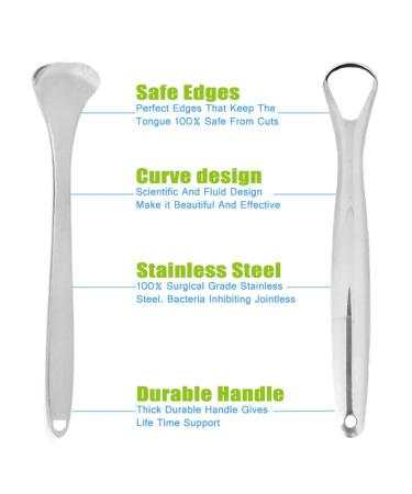 Tongue Scraper Set - Surgical Grade Stainless Steel Dental Kit for Adults & Kids - 3 Pcs for Fresh Breath & Oral Hygiene - Buy Online on GoSupps.com