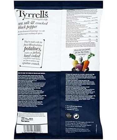 D lice croustillant : Chips Tyrrell's au Poivre Noir et Sel - 150g | Savoureuses & Authentiques | Id ales pour l'Ap ritif | Marque Renomm e - Le Lot De 3 - Buy Online on GoSupps.com