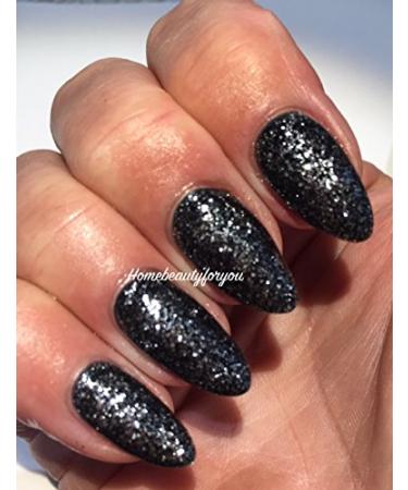 Bluesky Nail Gel Polish BLACK BLACK WITH GLITTER CHOOSE YOUR POPULAR BLACK UV LED Soak Off 10ml (DARK DIAMOND 80633 BLACK + SILVER GLITTER)
