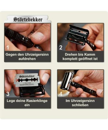 St rtebekker Premium Razor Hobel - Handmade Leather Etui | Vintage Wet Razor Set with 10 Blades & Mirror | Perfect Travel Shaving Gear - Buy Online on GoSupps.com
