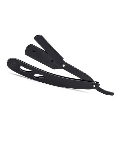 Classic Matte Cut Throat Razor for Men - Stainless Steel Professional Barber Straight Razor - Salon Quality Hair Shaver - Beard Razor-Premium Quality Straight Edge Razor-Matte Black for Moustache & Beard-Shaving Razor Light Weight Single Blade Razor Profe