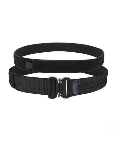 Zoegneer nylon adjustable tactical double layer belt military training belt belts for waist hang tools and bags (m)
