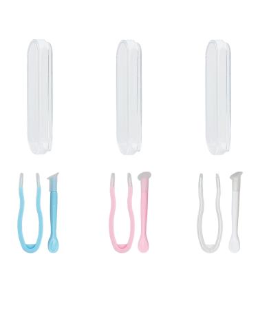 Luenhego contact lens applicator 3 packs contact lens remover tools and contact lens tweezers contact lens suction handle with storage containers pink blue white blue pink