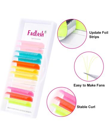 Neon Colored Volume Lash Extensions - Easy Fan 0.07-D 13mm - 8 Colors: Hot Pink, White, Blue, Orange, Gold, Purple, Yellow - UV Glow - Buy Online on GoSupps.com