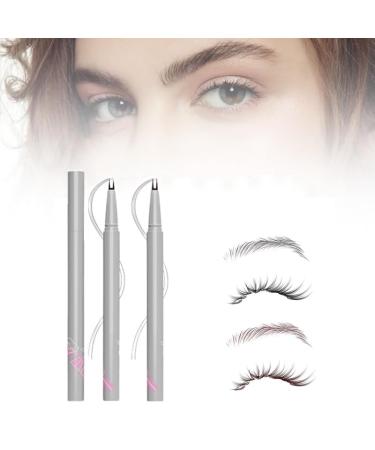 Double Tip Lower Eyelash Pencil 2024 New 3D Waterproof Eyelash Pen Eye Liner Liquid Eyeliner Dual Pronged Bottom Eyelashes Pen Waterproof Liquid Eyeliner for Natural Eye Makeup (Gray Brown+Gray Black)