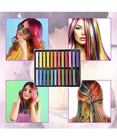 Hair Chalk 24-Color Hair Chalk Comb for Kids Bright Hair Color Washable Hair Dye DIY Unique Look Suitable for Birthday Christmas Parties - Buy Online on GoSupps.com