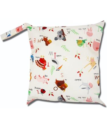 Egurs Waterproof Reusable Wetbag Diaper Bag - Nappy Bag Zoo & Letters | 30x28cm Ideal for Travel & Storage - Buy Online on GoSupps.com