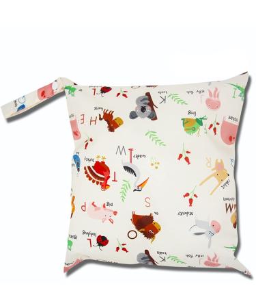 Egurs Wetbag Waterproof Reusable Diaper Bag Nappy Bag Zoo+Letters M 30 * 28cm M 30*28cm Zoo+Letters