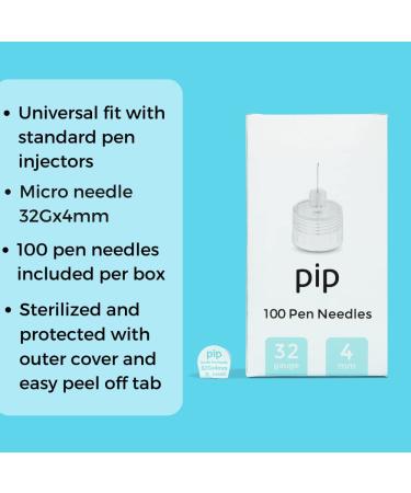 Pip Insulin Pen Needles 32G 4mm - Pack of 100 - Buy Online on GoSupps.com