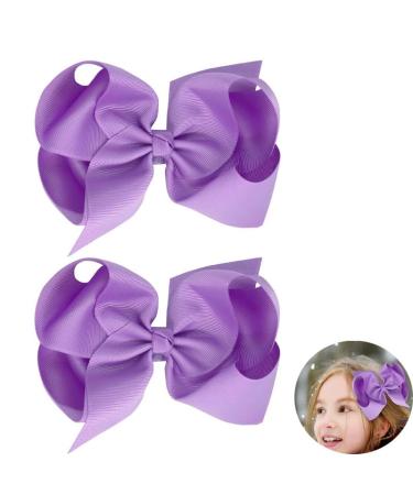 Ribbon Hair Bows Clips Barrettes 6 inch Large Spiral Ribbon Bow Hair Clips Long Ponytail Barrette Light Fine Hairbows Accessories for Toddler Teens Girls Purple
