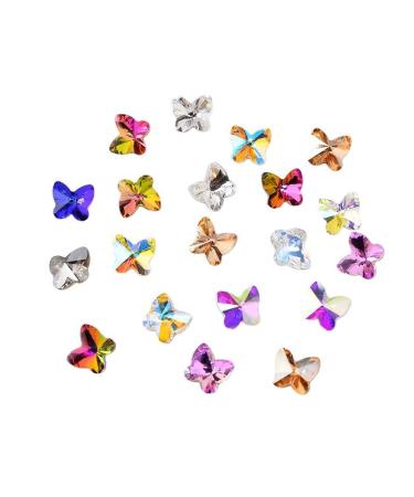 9X10Mm 12Pcs Pointedback K9 Butterfly Crystal Drill Tip Bottom Special-Shaped Rhinestone Diy Nail Stick Bead Nail Ornament