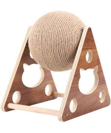 Interactive Sisal Rope Cat Scratching Ball Toy with Solid Wood Base - Medium Size - Buy Online on GoSupps.com