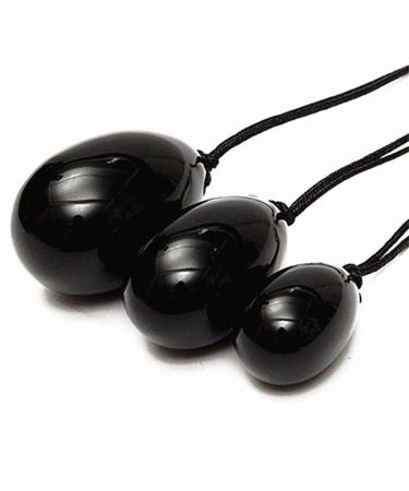 Cozhotek Rosenquarz Yoni ei yoni eggs in 3 size/set for women Health and recovery cone exercise of German instructions (#3-black obsidian)