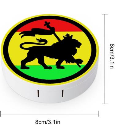 Lion in Jamaica Round Case For Contact Lens Kit Storage Box with Mirror Printed - Buy Online on GoSupps.com