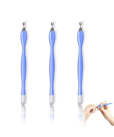 3 Pieces Cuticle Trimmer Plastic Cuticle Pusher Manicure Dead Skin Removal Tool Nail Art Tools V Shaped Cuticle Trimmer Nail Cuticle Remover for Professional Finger & Toe Nail Care (Blue)