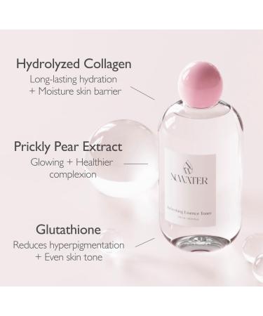 NOWATER Refreshing Essence Toner | Hydrating Facial Toner for Glass Skin | Hydrolyzed Collagen Niacinamide Glutathione | Korean Skincare (10.14 fl. oz) - Shop Internationally - Buy Online on GoSupps.com