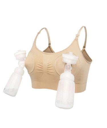 Acrawnni Women Hands Free Breast Pump Breast Feeding Pump Pumping Maternity Wireless Adjustable Nursing Bra Nude Nude M