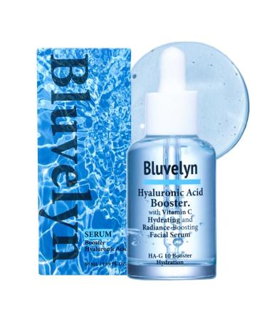 Bluvelyn 10-Layer Hyaluronic Acid Booster Serum 100 000ppm High Concentration with Vitamin C Deep Hydration & Brightening for All Skin Types (50ml /1.69 fl.oz)