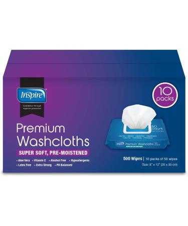 Inspire Adult Wet Wipes | Adult Wash Cloths for Incontinence | Elderly Cleansing Wipes 500CT - Buy Online on GoSupps.com