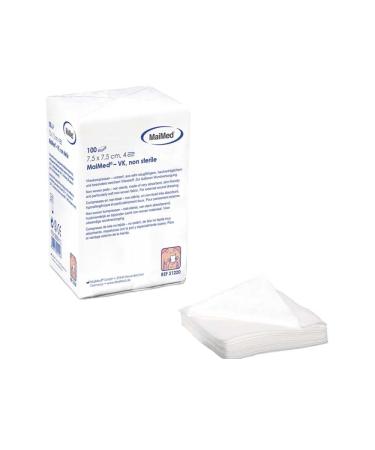 Maimed fleece compresses 5x5 Unsteril - 100 pieces of immersed fleece compresses - wound base not adhesive - wound compresses gauze bandage material 5 x 5 cm