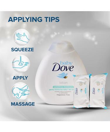 Dove Baby Sensitive Moisture Lotion + 2 Rich Moisture Wipes Bundle - 200ml Nourishing Lotion & Water-Based Pamper Wipes for Diaper Sensitive Skin Care - Buy Online on GoSupps.com