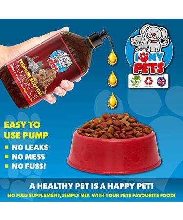 Salmon Oil 1L - Dogs Cats Ferrets Horses Pets Animals 1 Litre - 100% Natural Scottish Salmon Oil For Dogs UK - Omega 3 & 6 for Healthy Skin Coat Joints - I Love My Pets 1 l (Pack of 1) - Buy Online on GoSupps.com