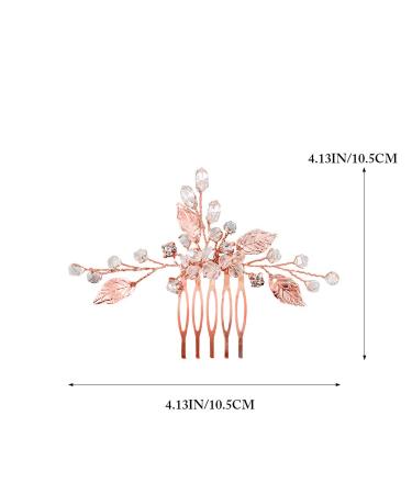 Unicra Rose Gold Bridal Hair Comb - Sparkly Crystal Leaf Wedding Accessory for Women and Girls - Buy Online on GoSupps.com