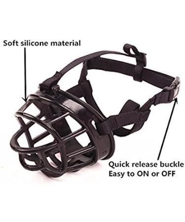 Jyhy Silicon Rubber Basket Muzzle for Dogs - Anti-Chewing Soft & Adjustable Safety Mask for Small to Medium Dogs (Black Size 6 #38-43cm) - Buy Online on GoSupps.com