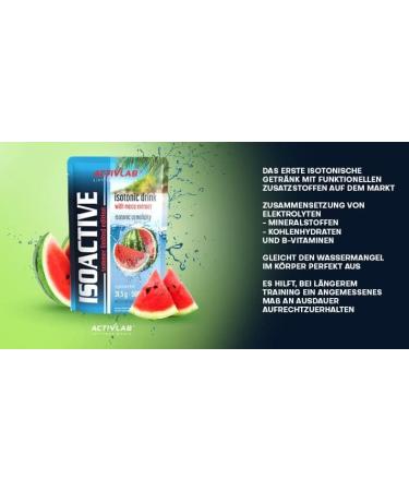 Activlab Isoactive Isotonic Drink with Maca - Electrolyte & B-Vitamins - 20 x 31.5g Watermelon - Practical 500ml Bag - 3x Lab Tested for Optimal Hydration - Buy Online on GoSupps.com