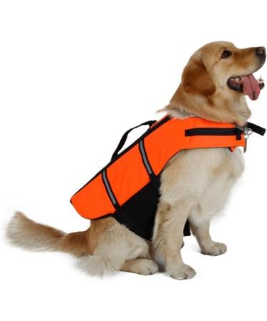 Wallpage Dog Life Jacket - Fainfun Adjustable Reflective Floating Vest for Small & Large Dogs | Strong Buoyancy & Rescue Handle (L Orange) - Buy Online on GoSupps.com
