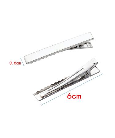 JZK 50 Silver Metal Duckbill Hair Clips - 6cm Crocodile Clips for Home Salon & DIY - Perfect for Girls & Women - Buy Online on GoSupps.com