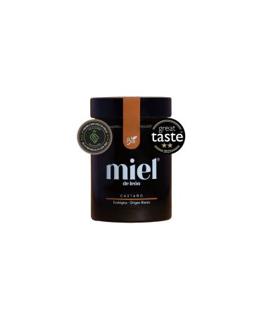 Pure bee honey. Lion honey | Chestnut honey - 450g - 100% natural and organic bee honey. Handmade product of clean harvest. Woody flavor - Intense aroma. Origin Spain.