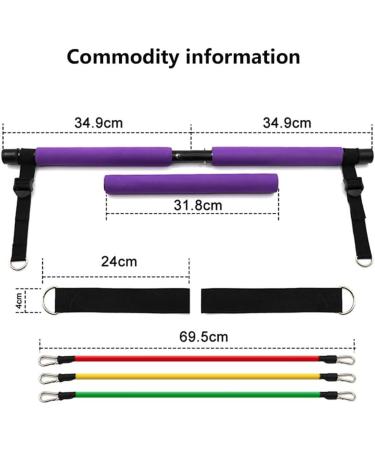 Yoga Pilates Bar Stick with Resistance Band Home Gym Muscle Toning Bar Fitness Stretching Sports Body Workout Exercise (Multicolor 1set) - Buy Online on GoSupps.com