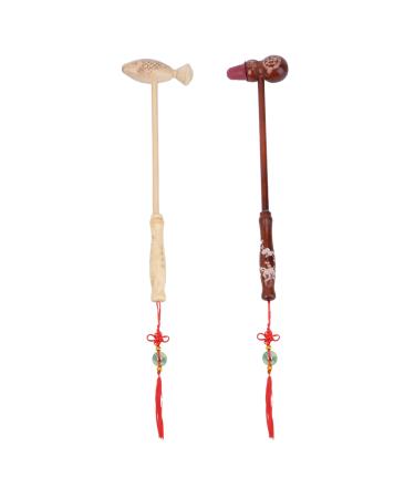 Minkissy 4 piece of wood massage hammer body massage hammer practical massage device body percussion hammer full body hammer wood massage tool hammer pumpkin shape silicone massage head