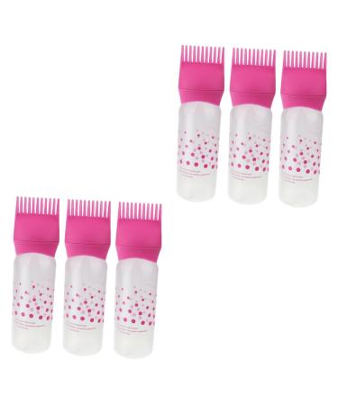 FRCOLOR 6 Pcs Hair Dry Cleaning Bottle Root Comb Applicator Hair Coloring Tool Hair Teasing Comb Scalp Comb Hair Applicator Bottle Oil Applicator Bottle for Hair Comb Bottle With Scale Dye