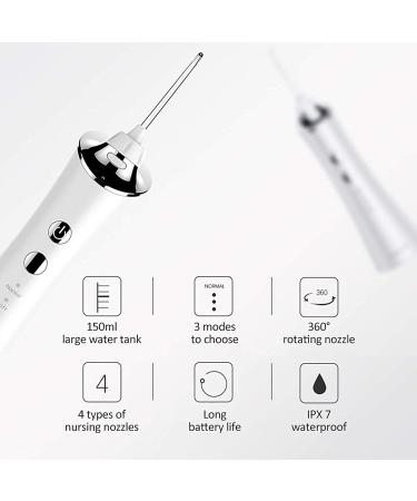 Buy Professional Cordless Water Flosser Rechargeable Dental Oral Irrigator for Braces Care | 5 Jet Tips 3 Modes IPX7 Waterproof 300ML Tank - Ideal for Travel & Home Use - Buy Online on GoSupps.com
