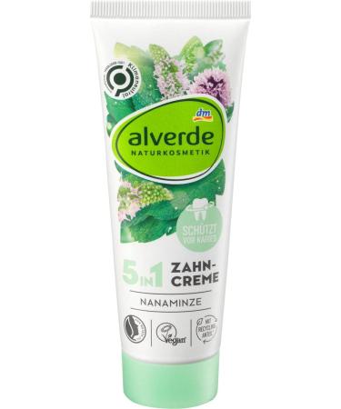 alverde NATURKOSMETIK 5in1 Toothpaste Nanaminze - 4-Pack (300 ml) | Natural & Eco-Friendly Dental Care for Fresh Breath - Buy Online on GoSupps.com