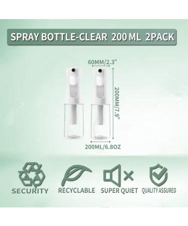 AMOMELA Continuous Spray Bottle 2Pack - 200ml/6.8oz Ultra Fine Mister for Hair Styling, Plants, Salon Misting, and Skin Care - Refillable Water Sprayer - Clear - Buy Online on GoSupps.com