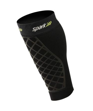 Spark Brownmed Kinetic Calf - Compression Calf Sleeve with Embedded Kinesiology Tape - Calf Brace for Running Shin Splints & Cycling - Leg Compression Sleeve for Men & Women - Large