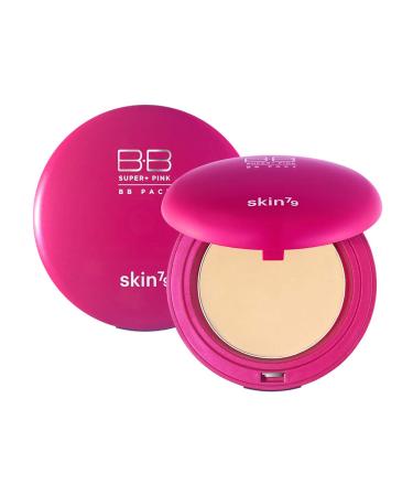 SKIN79 Super Plus Pink BB Pact 15g - Sebum Control Silky Finish Sun Protection Powder Pact, Light Beige Color