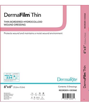 Dermarite Industries 5/Box Dermafilm Thin with Border Hydrocolloid 0.8 Ounce