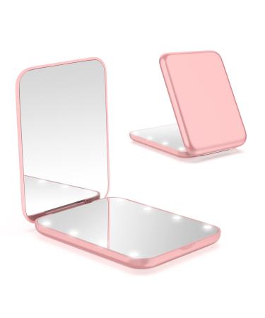 wobsion Compact Mirror Magnifying Mirror with Light 1x/3x Handheld 2-Sided Magnetic Switch Fold Mirror Small Travel Makeup Mirror Pocket Mirror for Handbag Purse Gifts for Girls(Rose Gold) Rose Gold Battery