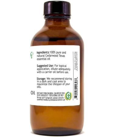 Cedarwood (Texas) Essential Oil - 4 fl oz - Amber Glass Bottle w/Glass Dropper - 100% Pure & Natural - GreenHealth - Buy Online on GoSupps.com