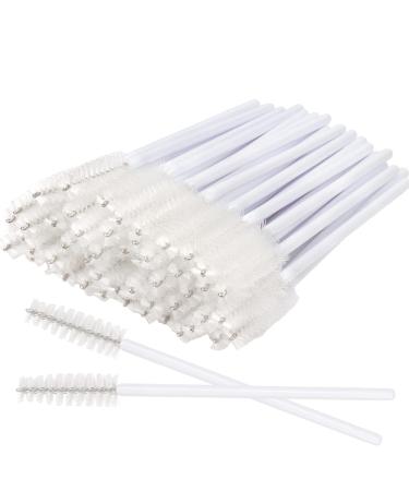 300 Pack Eyelash Mascara Wands Disposable Lash Brushes for Extensions Makeup Brush Applicators Tool Kit White/White