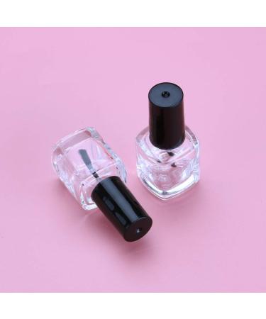 10Pcs 15ml Clear Refillable Nail Polish Bottles - Empty Cosmetic Holders with Brush for Nail Art - Black & White - Buy Online on GoSupps.com