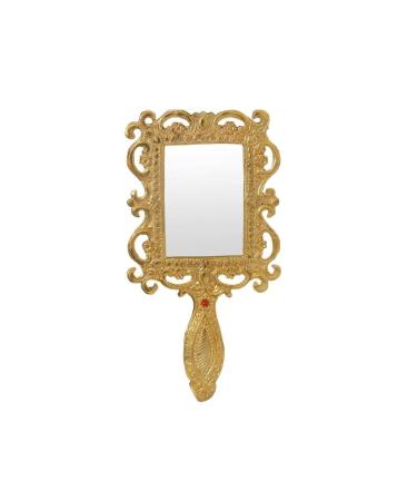 Garden Of Arts Aluminium Metal Golden Antiqe Style Hand Mirror