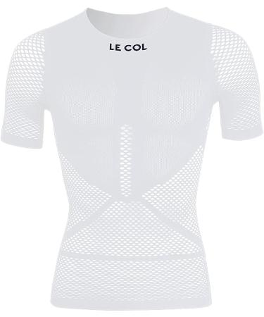 LE COL Unisex Pro Mesh Short Sleeve Base Layer - Breathable Cycling Undershirt | Quick Dry | XS-XXL, White - Buy Online on GoSupps.com